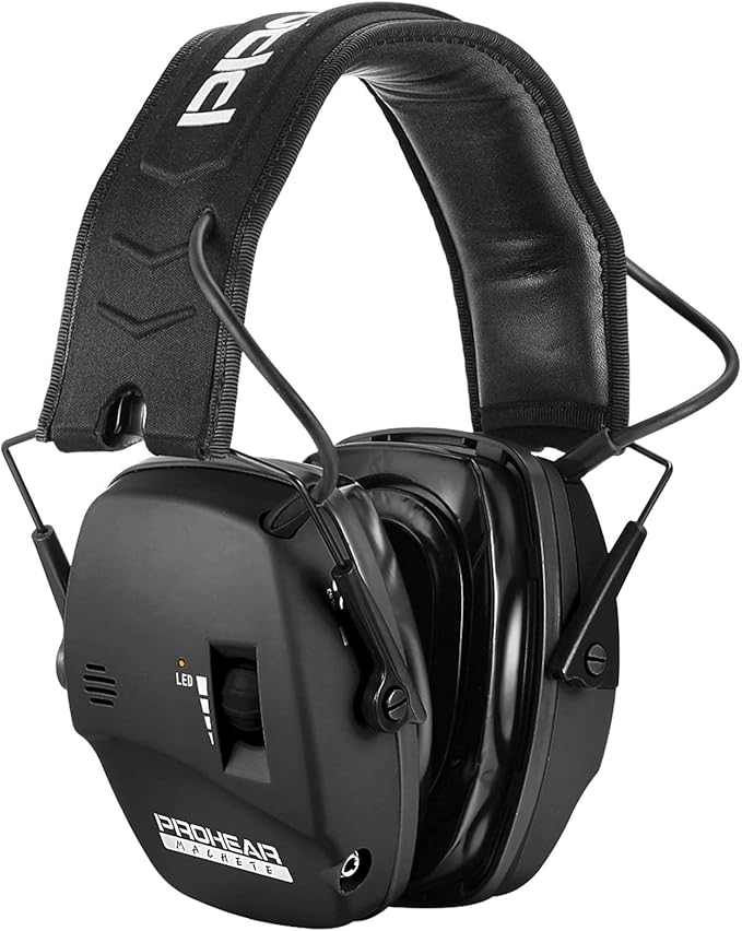 PROHEAR Digital Electronic Shooting Ear Protection Muffs with GEP02 Gel Ear Pads, Hunting Sound Amplification Earmuffs, NRR 23dB Low Profile Hearing Protection for Gun Range - Black