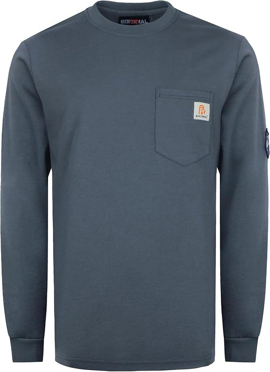 BOCOMAL FR Shirts Lightweight Classic Crew Long Sleeve Fire Resistant Shirt CAT2