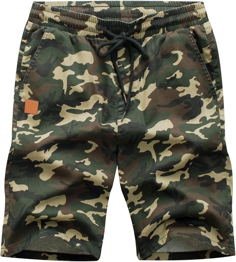 JMIERR Mens Casual Shorts - Cotton Drawstring Summer Beach Stretch Twill Chino Golf Shorts