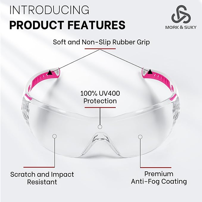 MORK&SUKY Safety Glasses Anti-Fog, Impact-Resistant with UV400 Protection,Lightweight Comfort for Industrial, Sports, Lab.