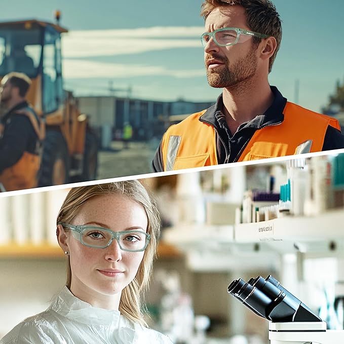 ProtectX Stylish Anti-Fog & Scratch-Resistant Safety Glasses, UV Protection Goggles, Anti-Impact Lightweight Glasses for Men＆Women Jade Clear - 6 Pack