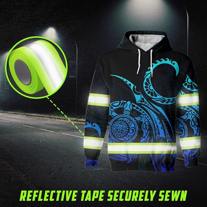Matedecor Skull High Visibility Shirt Men Reflective Safety Shirts US Flag Custom Name Workwear, Runners, Walkers, Patriotic
