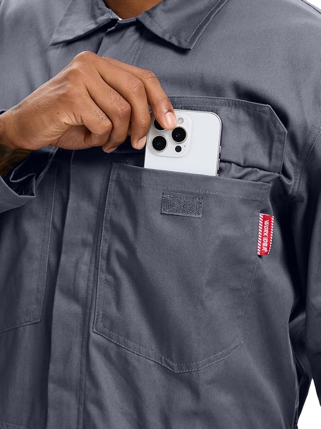 WORK IDEA Men's Coveralls Long Sleeve Cotton Twill Workwear Coverall Relaxed Fit