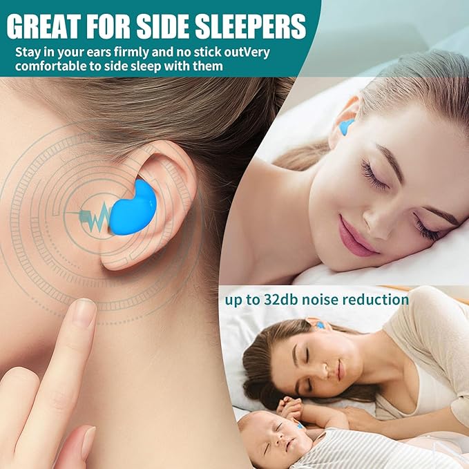 Ultra-Soft Noise Cancelling Sleeping Ear Plugs - Moldable Silicone，Wear Comfortable Noise Repairing Ear Plugs，for Adults, Kids and Swimming (Color 2, One Size)
