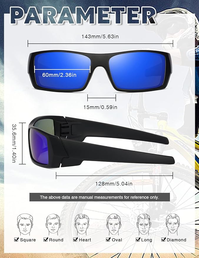 Polarized Sunglasses Men Womens Trendy Retro Sports Rectangular Wrap Around Vintage Shot Shield