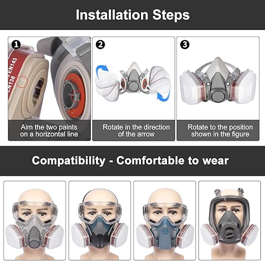 JKsoul 15 Pair Respirator Cartridges & Filters, 6001 Filter Cartridges for Respirator, Against Dust/Organic Vapor/Chemical/Particulates, Compatible with 6200, 6800, 7502, FF402 Series Respirator
