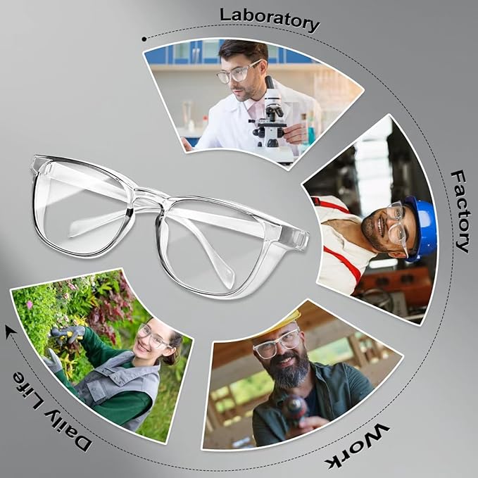 RTBOFY Ansi Z87.1 Clear Safety Glasses With Side Shields Anti Fog Scratch Resistant Stylish Eye Protection For Men
