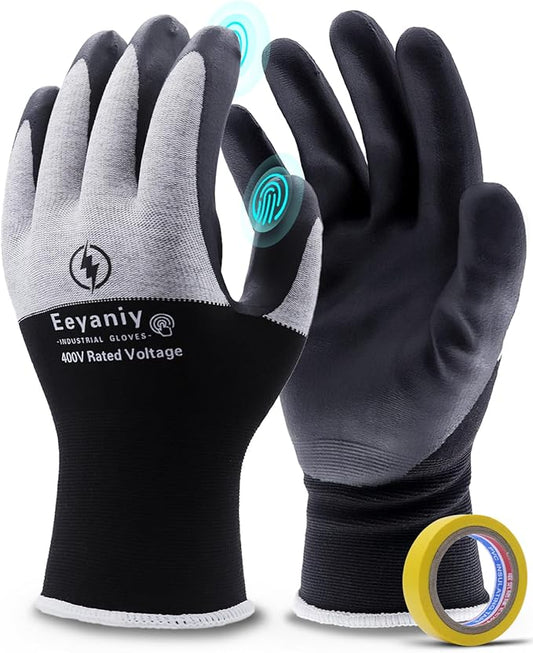 Electrician Gloves 400V Insulated Work Gloves High Voltage Insulated Rubber Non-Slip Electrical Gloves