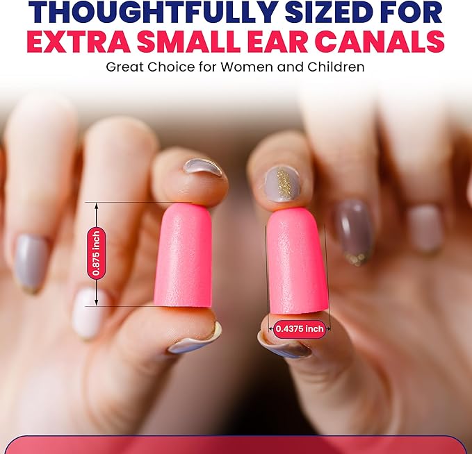 100 Pair Foam Extra Small Ear Plugs for Kids, and Adults with Small Ear Canals - Individually Wrapped Disposable Noise Cancelling Earplugs for Noise Reduction Sleeping Music Baby Toddler Hearing