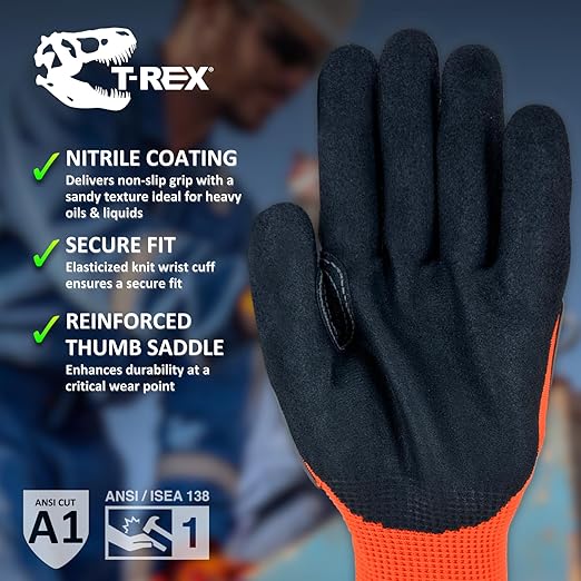 MAGID T-REX Flex Series Nitrile Coated General Purpose Impact Gloves, 24 Pairs, Size 8/Medium, TRX400