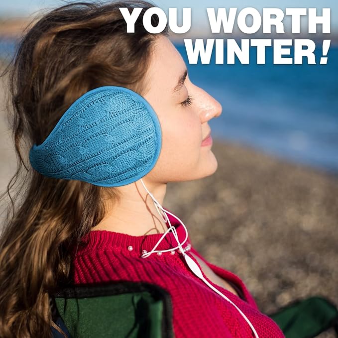 Venswell Knit Ear Muffs for Winter Women Men Soft Earmuffs Cold Weather Fleece Ear Warmers Cover Foldable & Adjustable