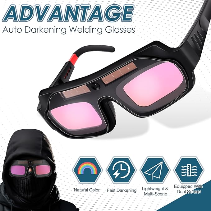 1 Set Welding Glasses Solar Welding Goggles Auto Darkening Welder Glasses Mask Helmet with Replacement Lenses