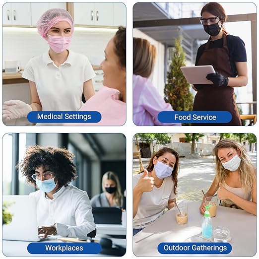 JMU 500pcs 3 Ply Purple Disposable Face Mask, Medical Grade, Comfortable & Breathable Suitable for Protection