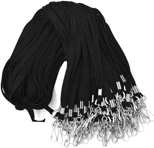Beebel Lanyards 100 Pack Black Lanyards with Swivel Hook Clips for ID Name Badge Holder