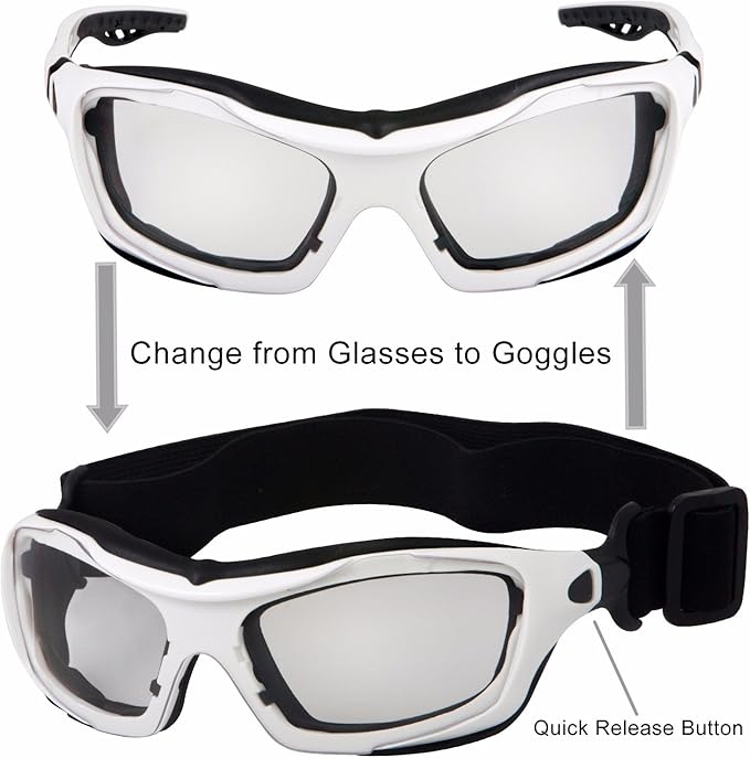 WYND Blocker Motorcycle Riding Glasses Extreme Sports Wrap Sunglasses (White/Clear)