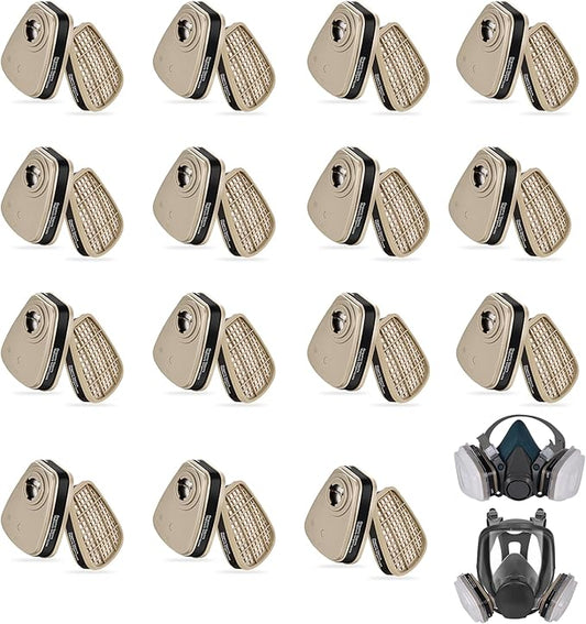 15-Pair 6001 Filter Cartridges for Respirator,Replacement Cartridges for Filtering Gases,Organic Vapor,Paint and Chemicals,Used for 6200,6800,4008 Respirator mask.