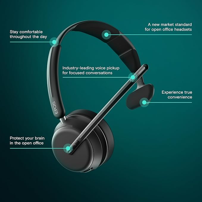 EPOS Impact 1030 Single-Sided Wireless Headset for PC with Noise-Canceling Mic, AI Voice Clarity, Super Wideband Audio, All-Day Comfort, Ideal for Office Professionals, Microsoft Teams Certified