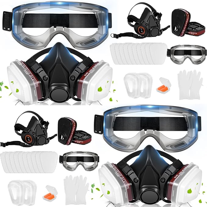 Respirator Mask with Filters - Reusable Gas Mask Against Organic Vapor Formaldehyde for Chemicals Spray Paint