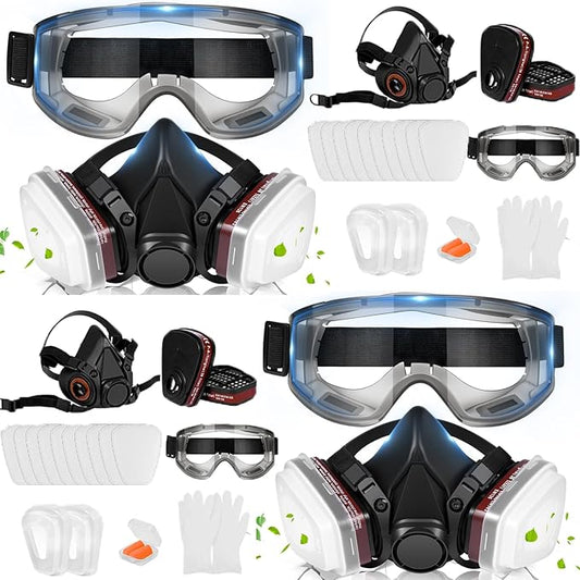 Respirator Mask with Filters - Reusable Gas Mask Against Organic Vapor Formaldehyde for Chemicals Spray Paint