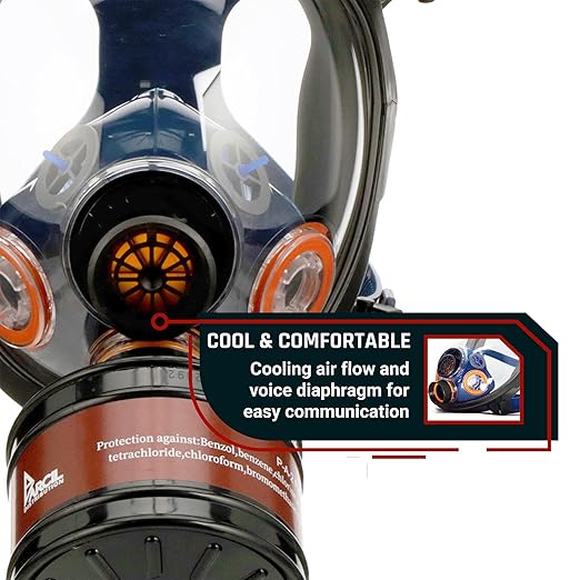 ST-100X Burnt Bronze Mirrored Survival & Tactical Full Face Respirator with P-D-1 Single 40mm Carbon Activated Charcoal Filter Canister