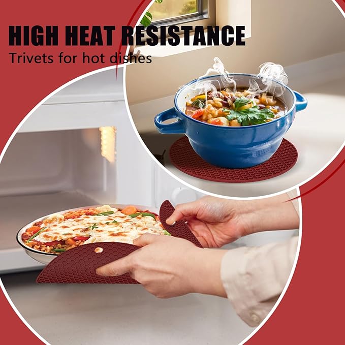 Oven Mitts with Heat-Resistant Hot Pads and Five Silicone Spatulas Designed for Kitchen Baking Cooking, Oven Glove Soft Cotton Lining, Waterproof, BPA-Free (RED, 12.6)