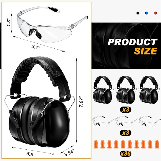 TrelaCo 3 Set 28db Shooting Ear Protection Safety Earmuffs Set for the Range, Shooting and Hunting