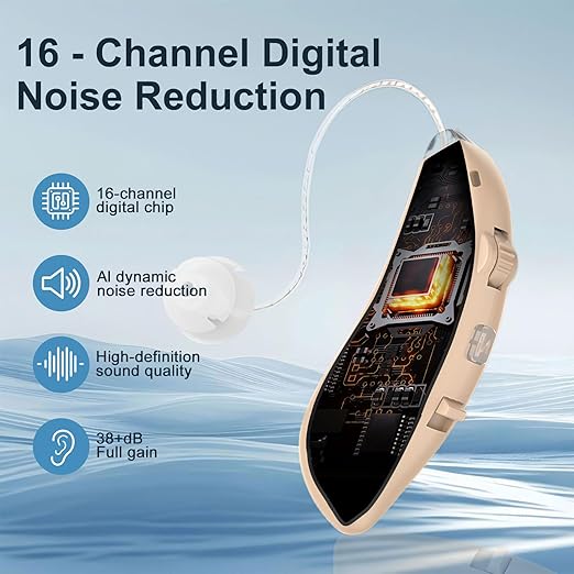 Hearing Aids for Seniors with Hearing Loss (Not Amplifier), Rechargeable Latest 16-Channel Digital Hearing Aids with Intelligent Noise Cancellation and 5-Day Battery Life