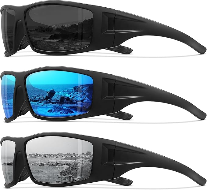 Polarized Sports Sunglasses for Men Women Unbreakable Frame Cycling Fishing Wrap Around Sunglasses UV400 Protection