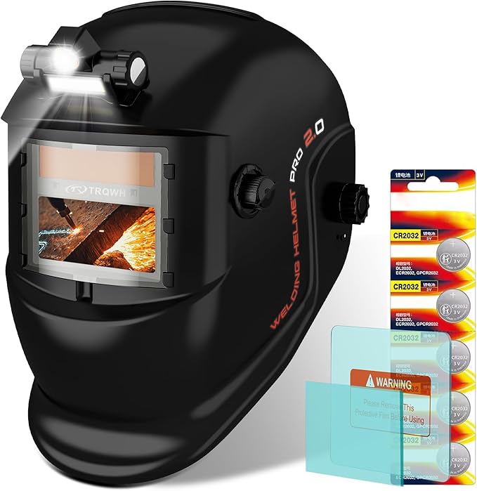 Welding Helmet with Light True Color Auto Darkening Welding Helmets for Men Solar Powered Welding Hood with 2 Arc Sensor Wide Shade 4/9-13 for TIG MIG ARC Cool Welder Mask (TRQ-HS01)