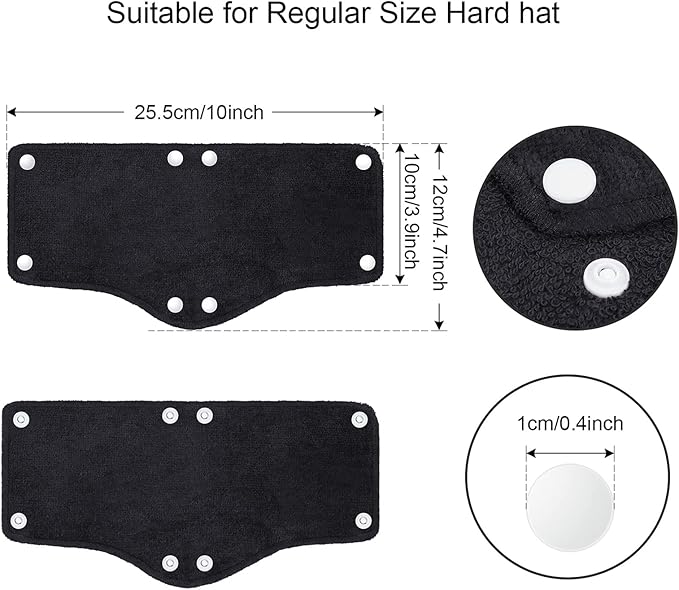 24 Pieces Hard Hat Sweatband, Cotton Helmet Sweatband Hard Hat Liner, Washable Sweat Band Reusable Safety Sweat Band Snap Hard Accessories (Black)