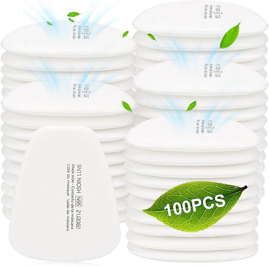 100PCS 5N11 Respirator Filter Cotton - 6001 Filter Cartridges for Respirator Particulate Filter for Use with 6200, 6502, 6800, 7502 Series Respirator Mask Against Particulates, Paint, Dust
