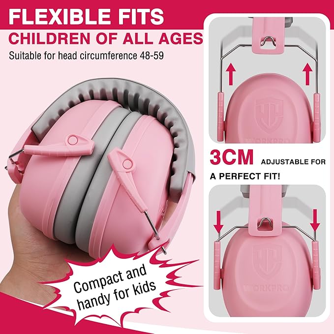 WORKPRO Noise Cancelling Headphones for Kids, NRR 25dB Kids Ear Protection, Autism Noise Reduction Ear Muffs