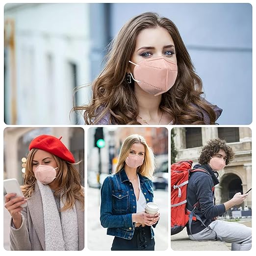 KN95 Face Masks 50 Pcs, 5-Ply Protection Dusty Rose KN95 Mask, Disposable Face Masks for Adults