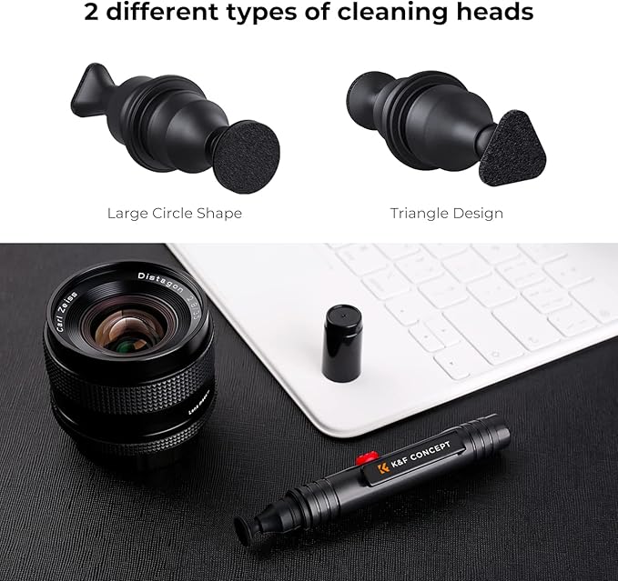 K&F CONCEPT Professional Lens Cleaning Pen with Soft Brush, Carbon Head Lens Cleaning Pen for Canon, Nikon, Pentax, Sony Digital Camera Cleaning,AR VR Glasses Cleaning