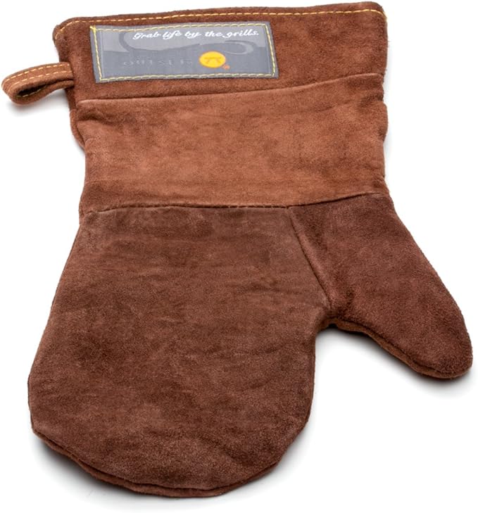 Outset Grill Mitt, Brown Leather BBQ and Oven Glove