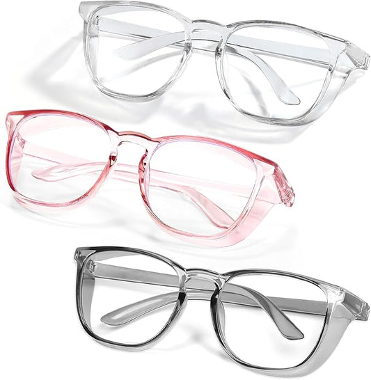 LASMEX Stylish Safety Glasses Goggles for Women Girls Anti-fog Glasses Protective Eyewear Clear Glasses