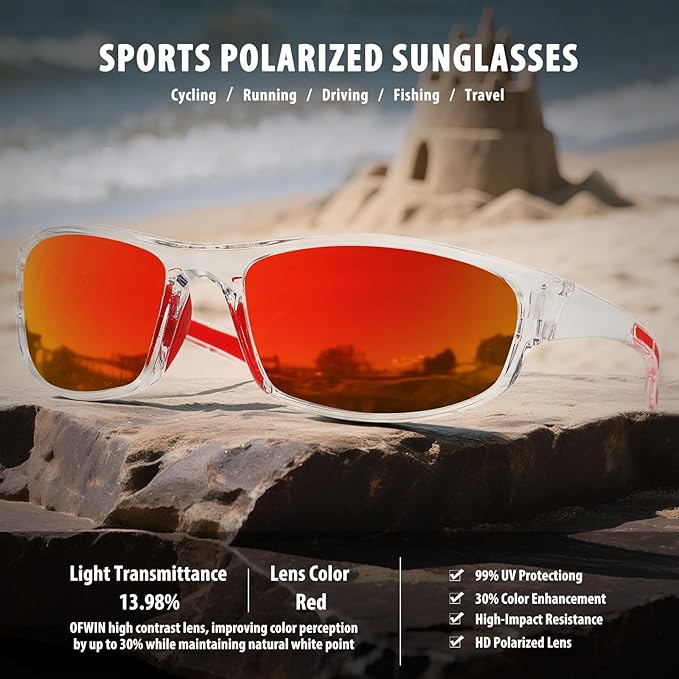Sports Polarized Sunglasses for Men Women Wrap Around Sun Glasses Fishing Cycling Driving Running UV Protection