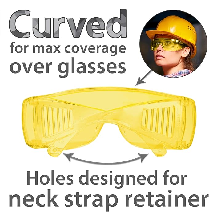 BISON LIFE Diamont Vented Over Glasses Safety Glasses | Meets ANSI Z87.1, Impact Resistant Polycarbonate Lens