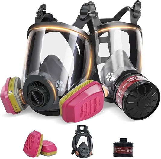 Gas Masks Survival Nuclear and Chemical - Gas Mask with 40mm Activated Carbon Filter & 60926 Filter - Full Face Respirator Mask for Gases Chemicals Vapors Paint Welding Dust