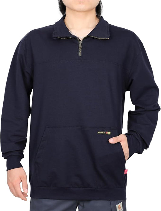 BOCOMAL FR Sweatshirts Midweight Non-Fleece Mock Neck 1/4 Quarter Zipper Water/Stain Repellent Fire Resistant Shirts