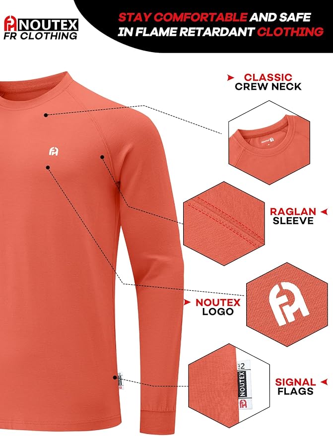 FR Shirts for Men NFPA2112 Flame Resistant Shirts 6.0oz Light Weight Long Sleeve Fire Retardant Shirts