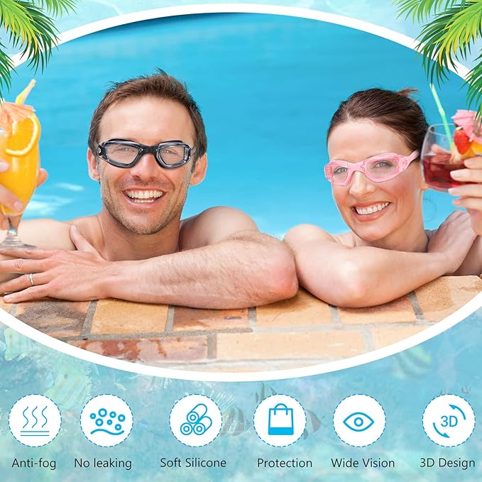 Xuhal 12 Pack Swim Goggles for Adult Anti Fog Swimming Glasses Leak Proof Swim with 12 Waterproof Nose Clips