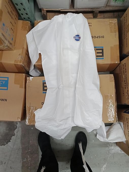 Hazmat Suits Disposable | Pack of 5 | Protective Coveralls with Attached Hood and Boots | Heavy Duty Full Body Painters Suit for Adults - Breathable & Water Resistant | Extra Large