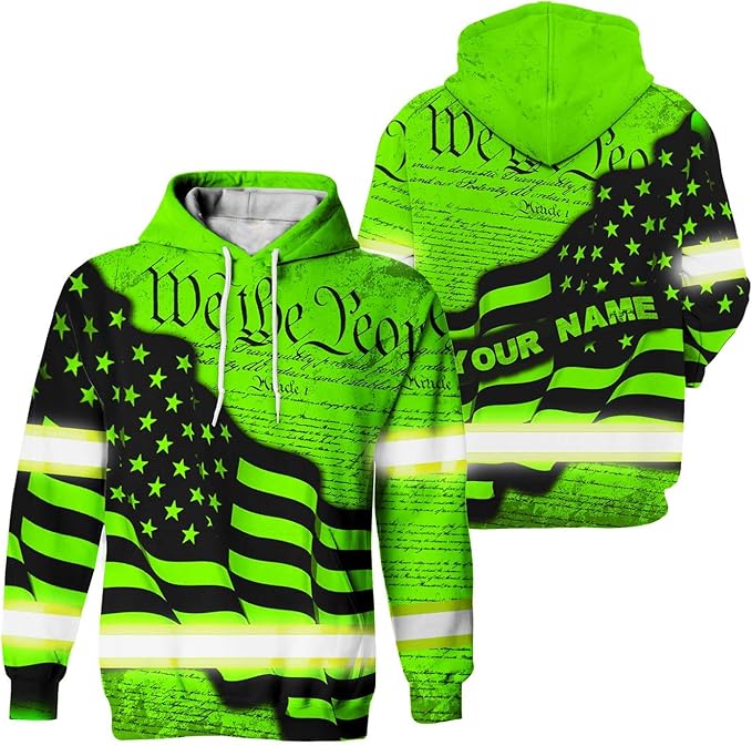 Maddly High Visibility US Flag Collection Safety Workwear Custom Name for Workers, Runners, Truckers, Patriotic
