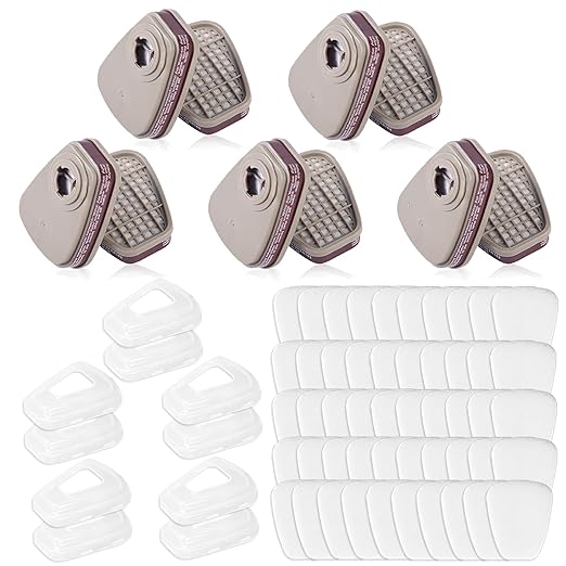 6001 Filter Cartridges for Respirator - Respirator Cartridges & Filters, Particulate Filter - Against Dust/Organic Vapor/Chemical, Compatible with 6200, 7502, 6800, 4008 Series Respirator(5 Set)