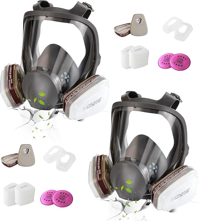 Full Face Gas Mask - Includes 6001 Activated Carbon Filter vs 2097 Filters (Complete Set)