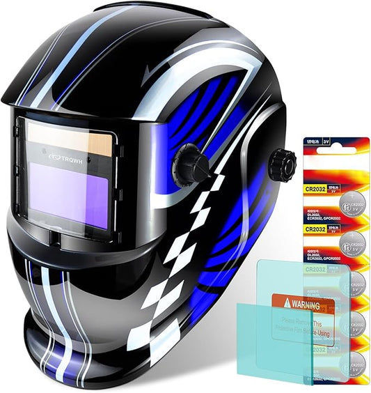 Welding Hood Auto Darkening Welding Helmet with Light True Color 1/1/1/2 Top Optical Clarity Wide Shade 9-13 Welding Mask with Grinding Weld Helmet (TRQ-HD01)