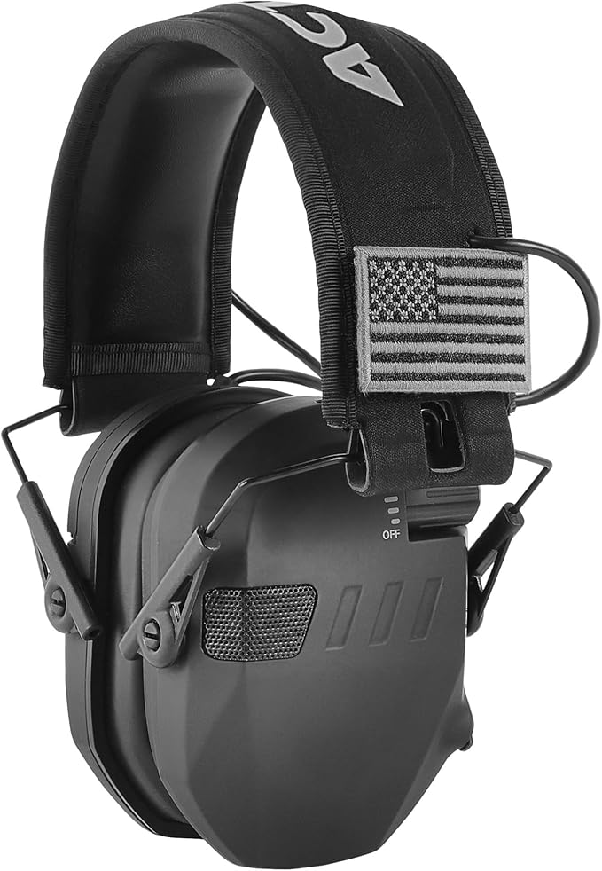 Shooting Ear Protection for Gun Range, Active Noise Reduction NRR 23dB, Shooting Ear Muffs Hearing Protection