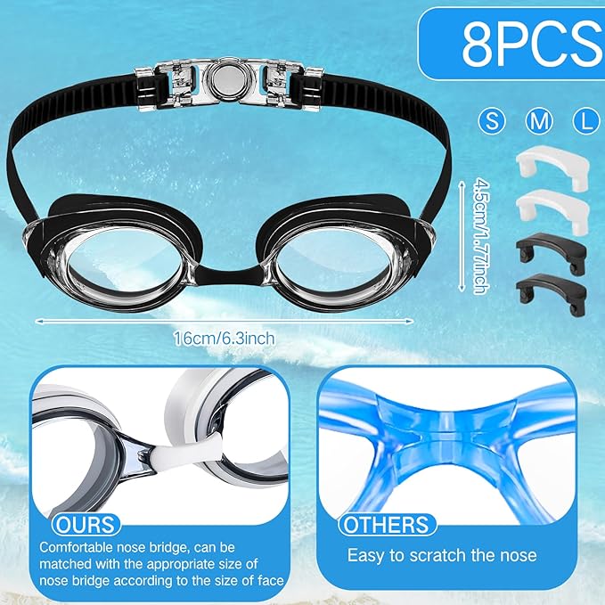 Konohan 8 Pack Kids Goggles Swim Goggles for Adult Kids Swimming Glasses Anti Fog Silicone No Leak Pool Glasses
