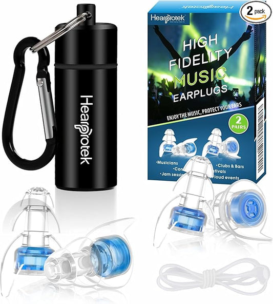 Hearprotek Concert Ear Plugs, 2Pairs Reusable high Fidelity Musician Ear Plugs for Concerts Loud Music-Noise Reduction Ear Protection earplugs for Rave,Festival,Music,Tinnitus Relief